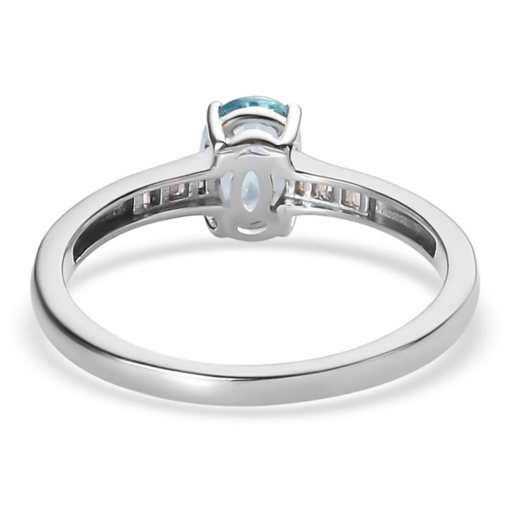 NWT Cambodian Blue Zircon & Diamond Ring in Platinum over .925 Sterling Silver! - Picture 4 of 9
